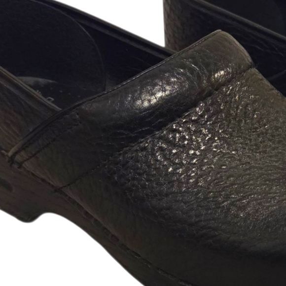 Dansko Black Embossed Pebble Leather Slide On Clog Shoes Medical Comfort Size 44 - Picture 2 of 8